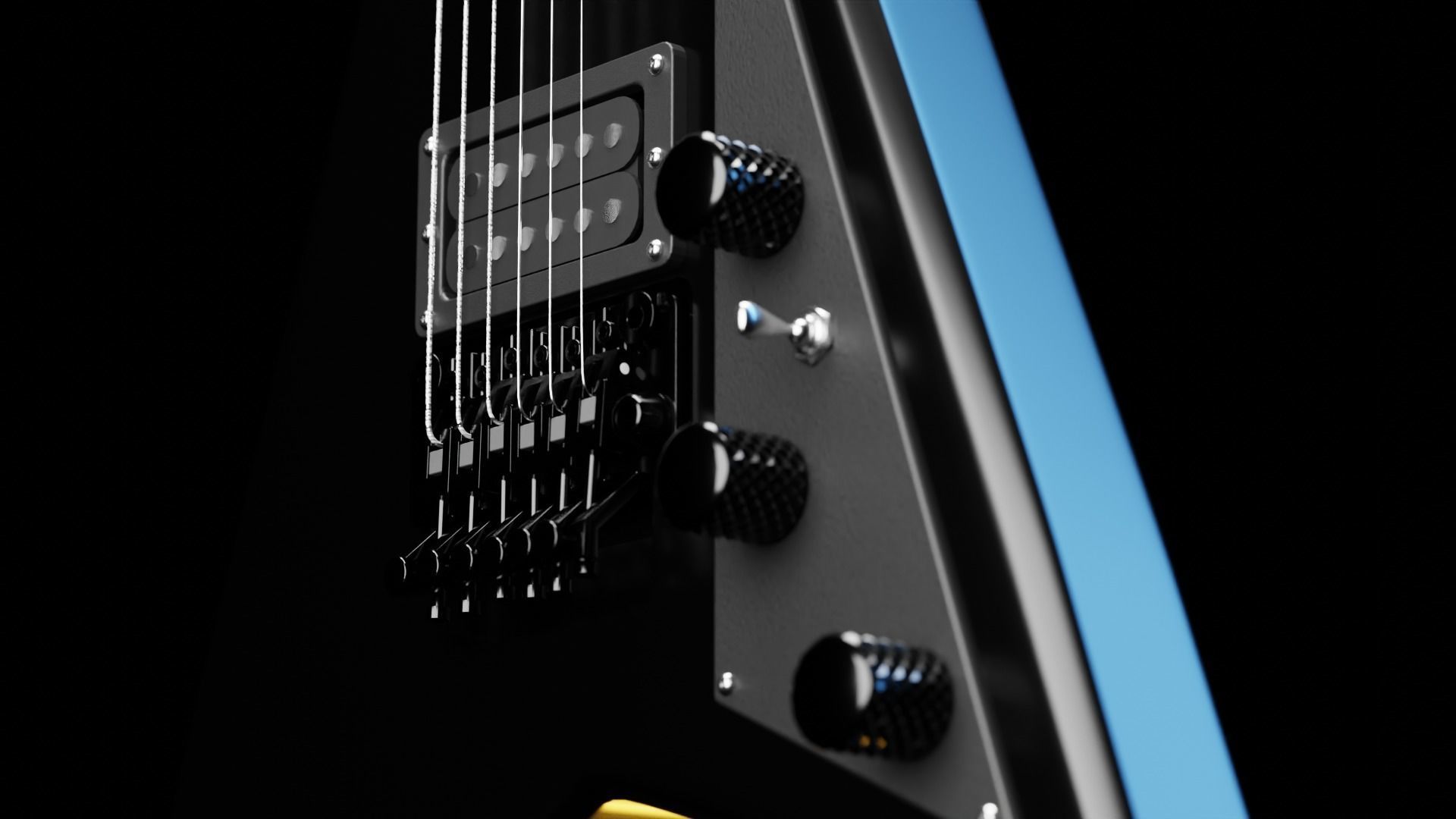 V Style Electric Guitar 3D model_1