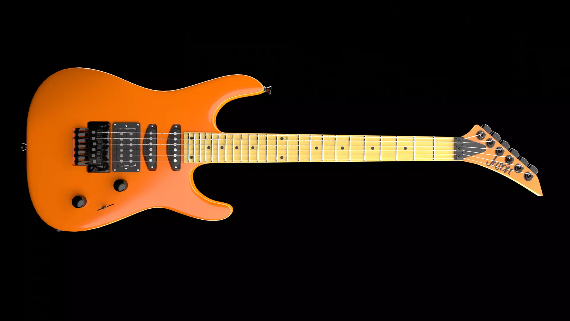 Super Strat Electric Guitar 3D model_0