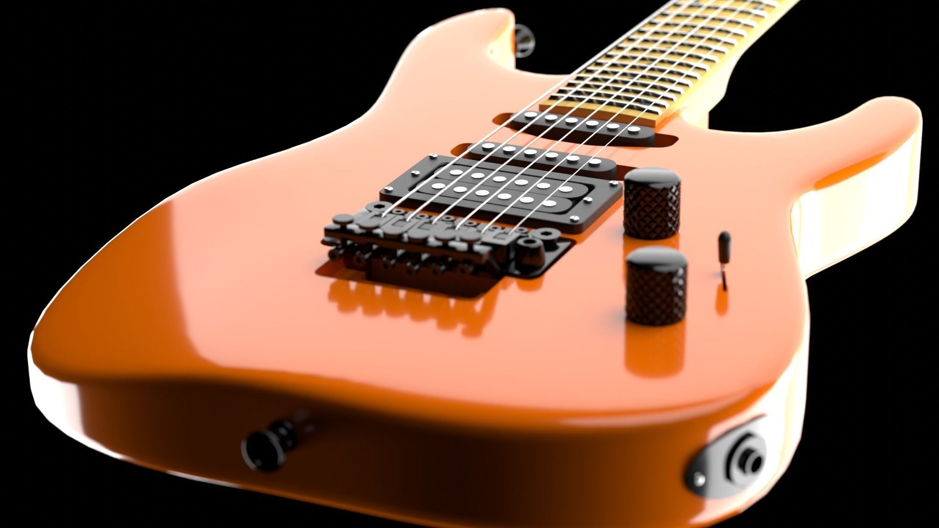 Super Strat Electric Guitar 3D model_1