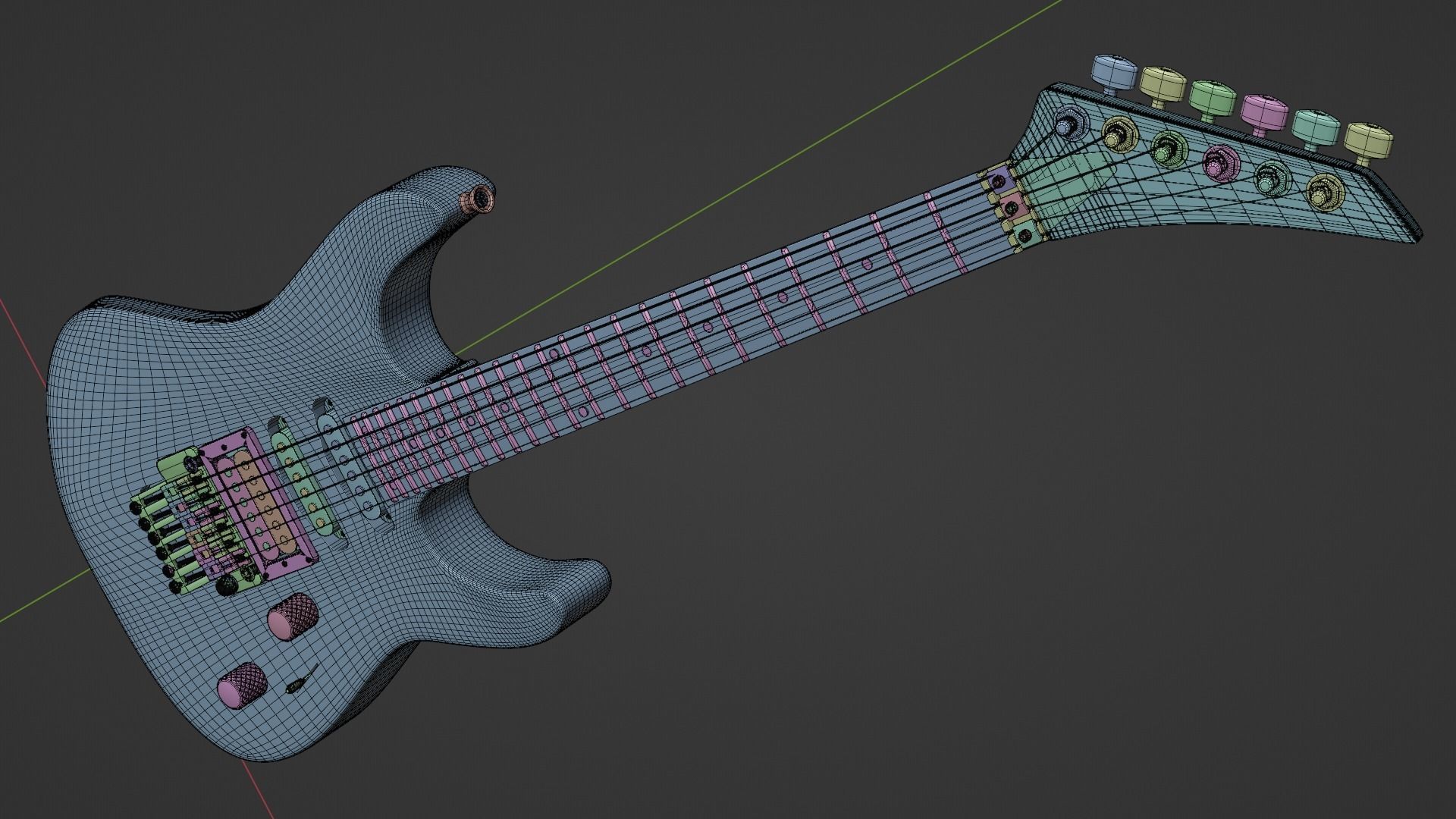 Super Strat Electric Guitar 3D model_7