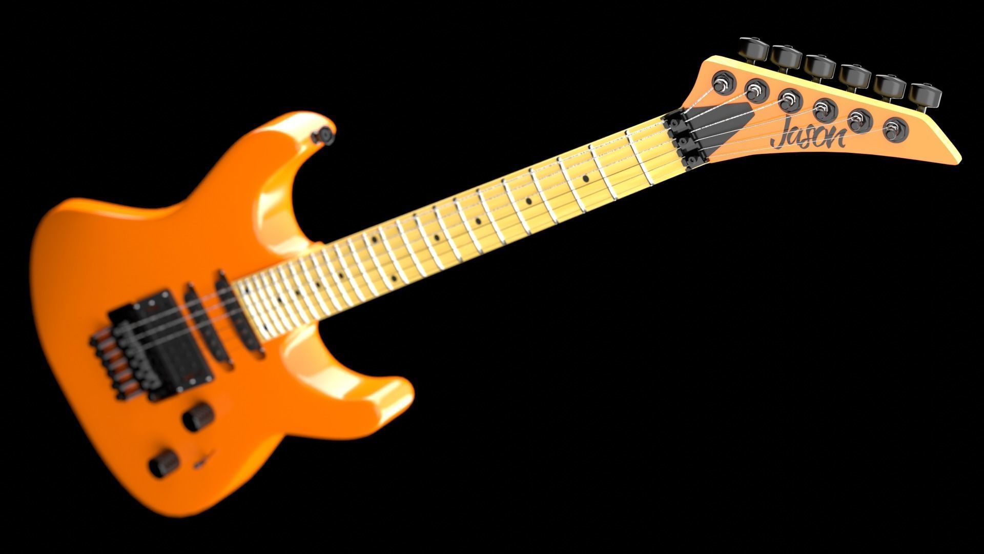 Super Strat Electric Guitar 3D model_2