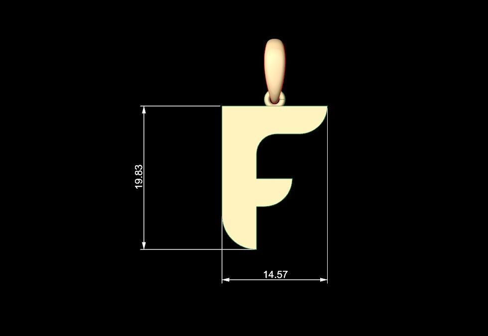 Initial Letters Pendant BATTLE ROYALE F 3D print model_4