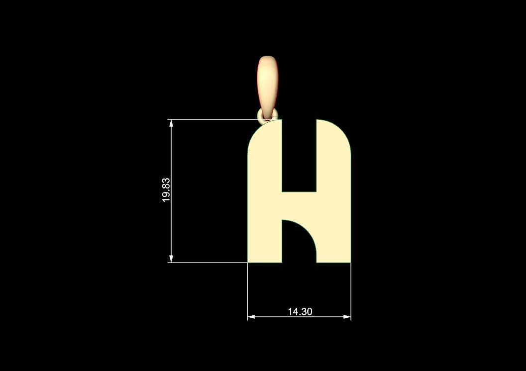 Initial Letters Pendant BATTLE ROYALE H 3D print model_4