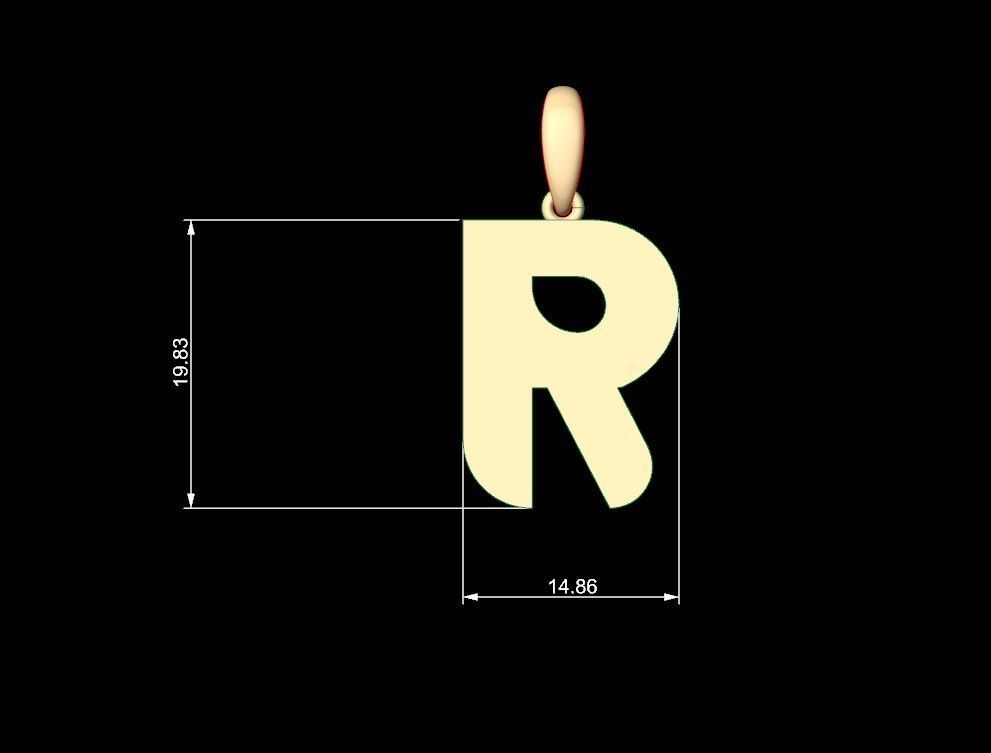 Initial Letters Pendant BATTLE ROYALE R 3D print model_4