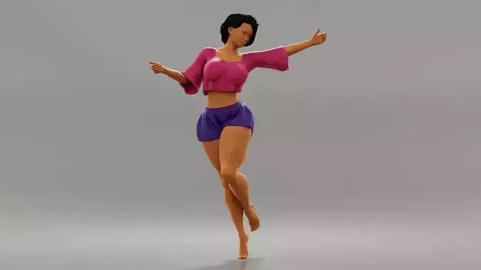 Happy girl spinning around a lamppost 3D print model