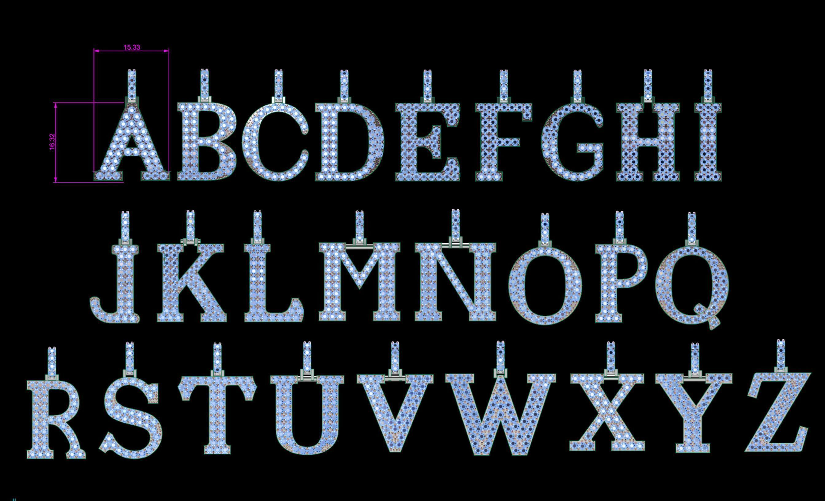 Alphabet letter Pendant  JUST STL 3D model_11