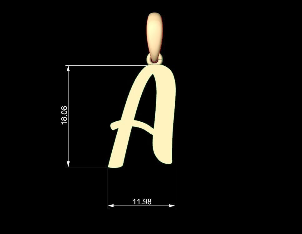 Initial Letters Pendant Beabella A 3D print model_4
