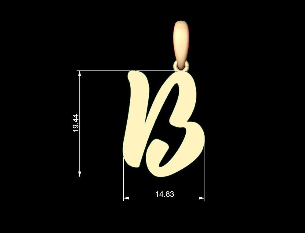 Initial Letters Pendant Beabella B 3D print model_4