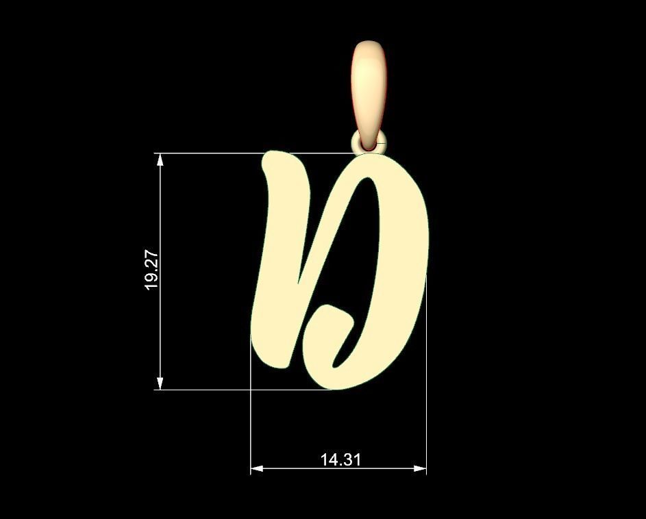 Initial Letters Pendant Beabella D 3D print model_4