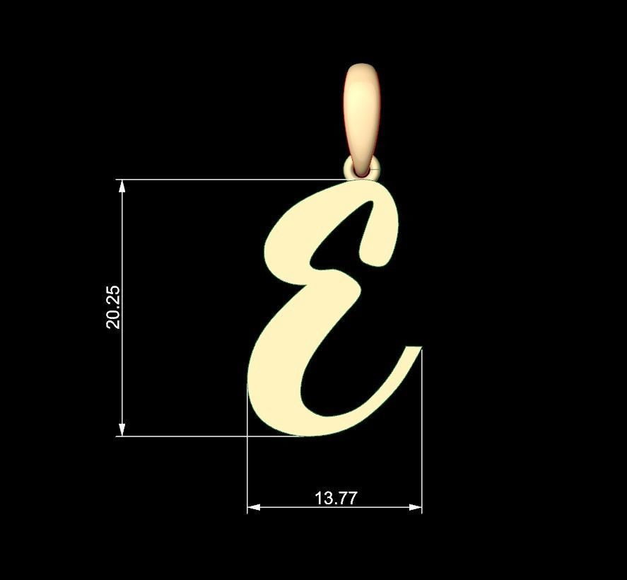 Initial Letters Pendant Beabella E 3D print model_4