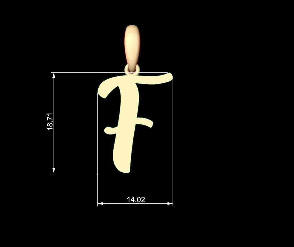 Initial Letters Pendant Beabella F 3D print model_4