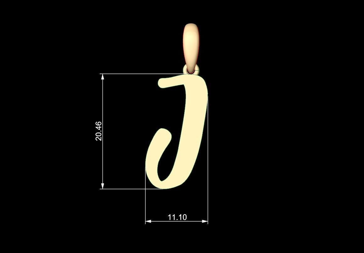 Initial Letters Pendant Beabella J 3D print model_4