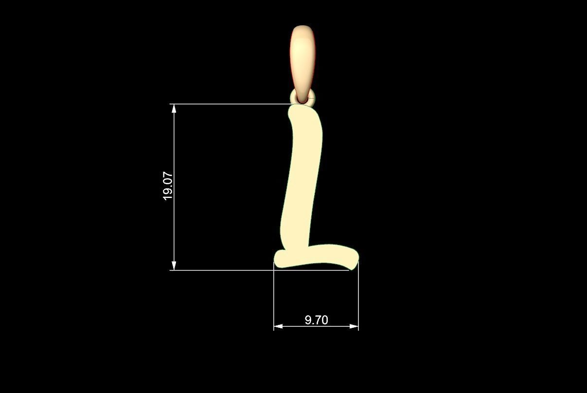Initial Letters Pendant Beabella L 3D print model_4