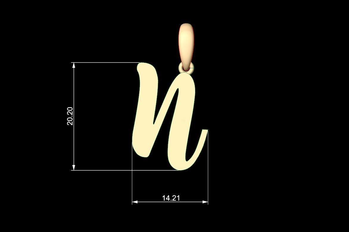 Initial Letters Pendant Beabella N 3D print model_4