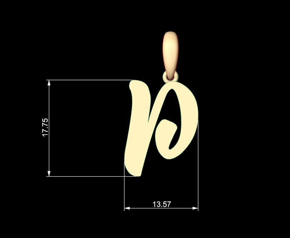 Initial Letters Pendant Beabella P 3D print model_4