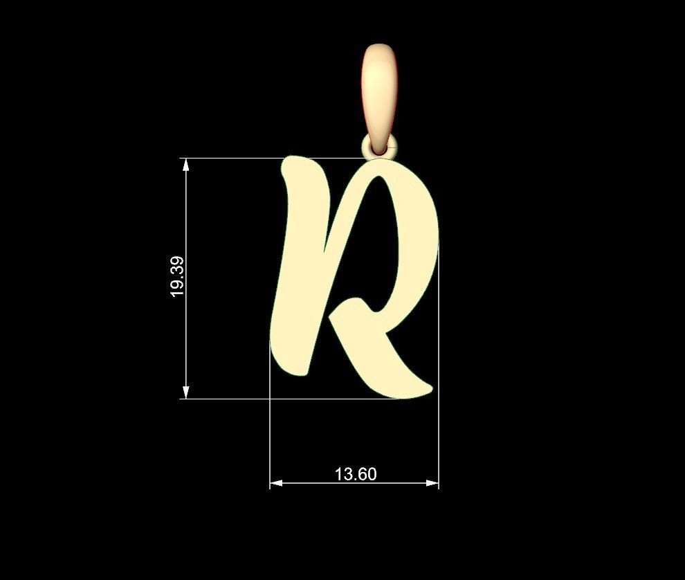 Initial Letters Pendant Beabella R 3D print model_4