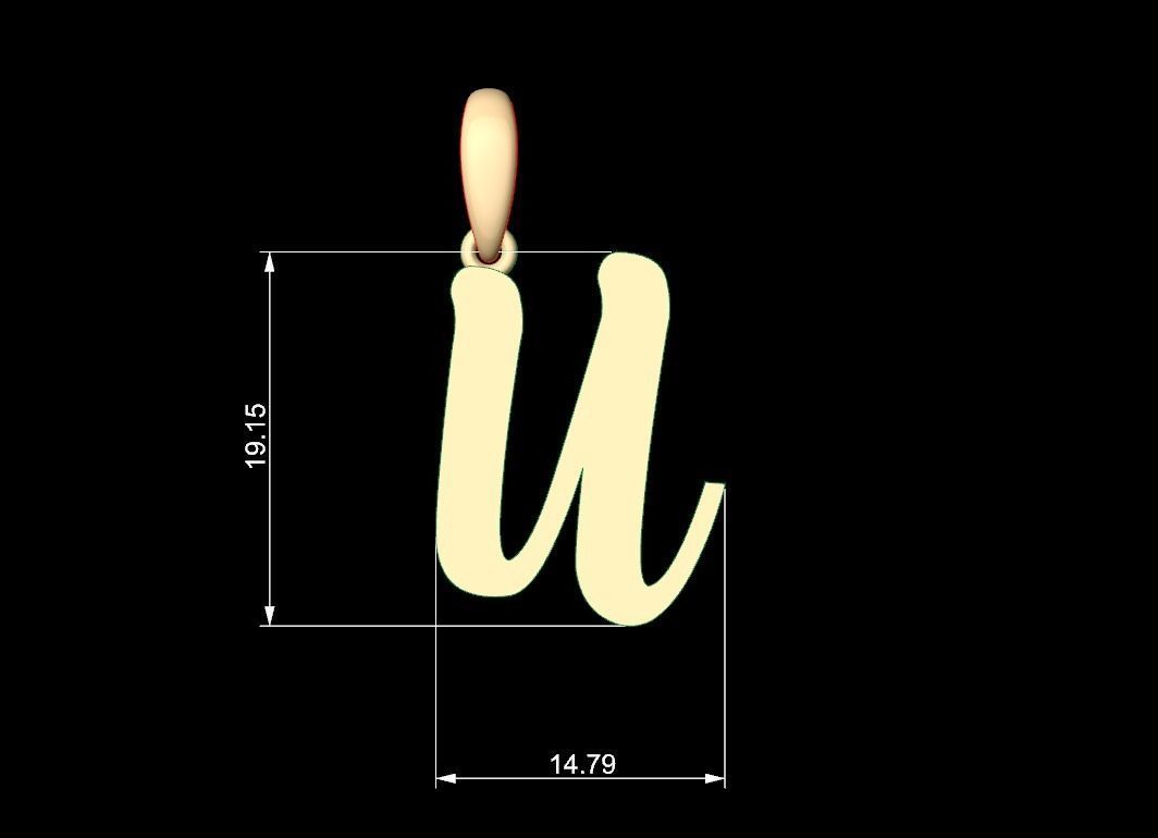 Initial Letters Pendant Beabella U 3D print model_4