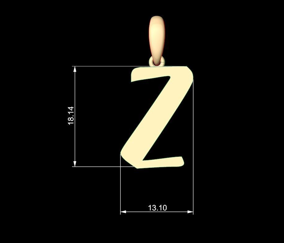 Initial Letters Pendant Beabella Z 3D print model_4