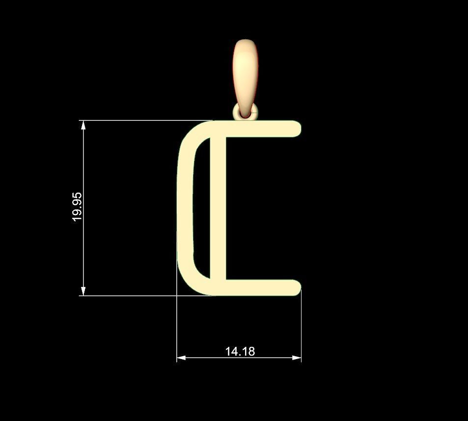 Initial Letters Pendant tuman holiday C 3D print model_4