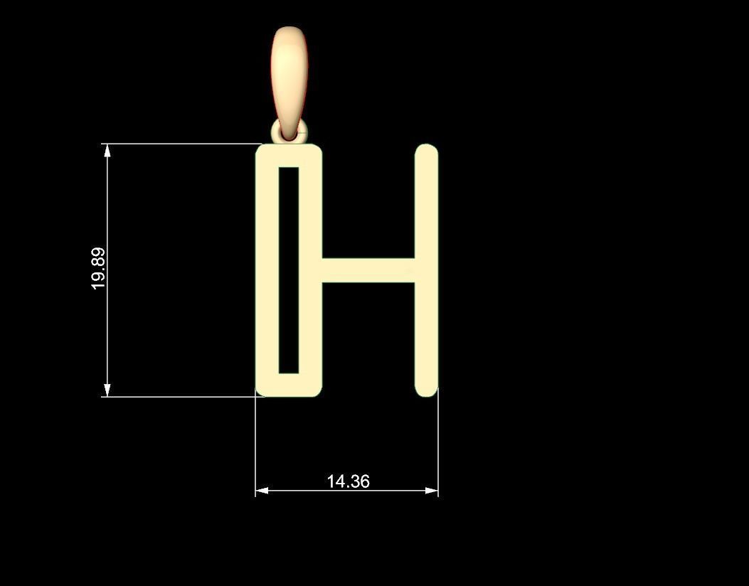 Initial Letters Pendant tuman holiday H 3D print model_4