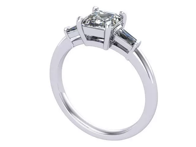 Three Stone Diamond Ring  3D print model_0