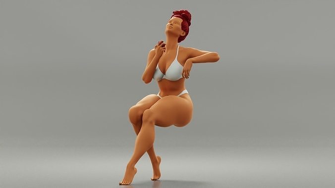 woman holding bottle of perfume and applying on her neck 3D print model