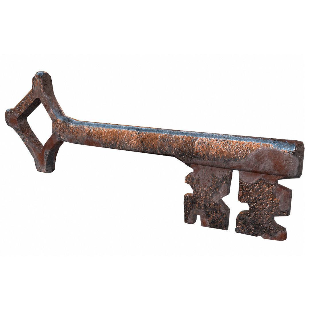 Medieval key Low-poly 3D model_2