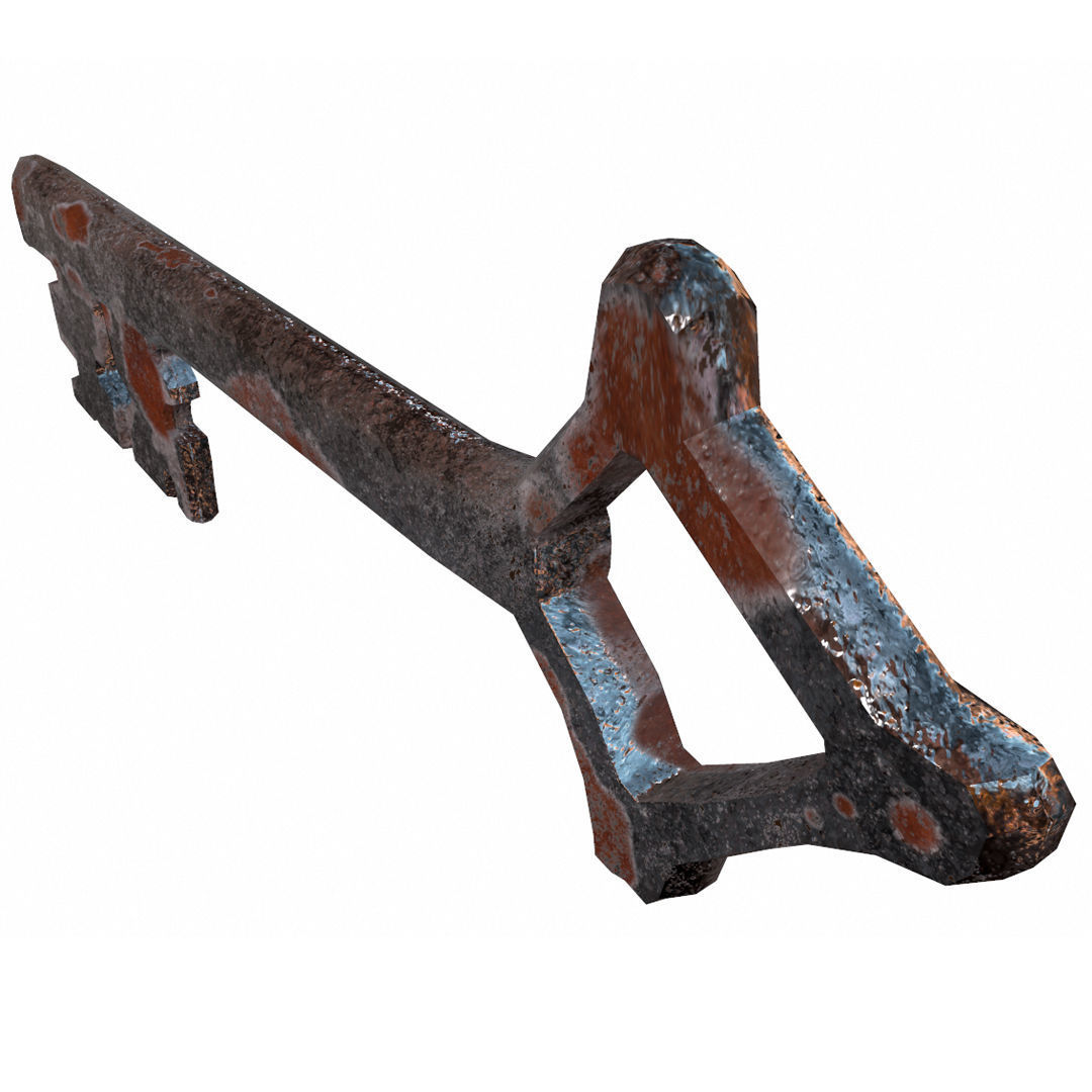 Medieval key Low-poly 3D model_5