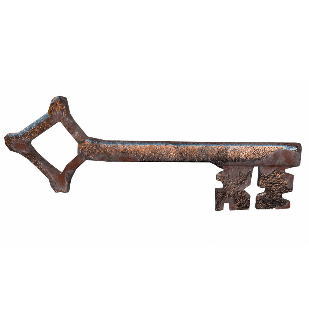 Medieval key Low-poly 3D model_7