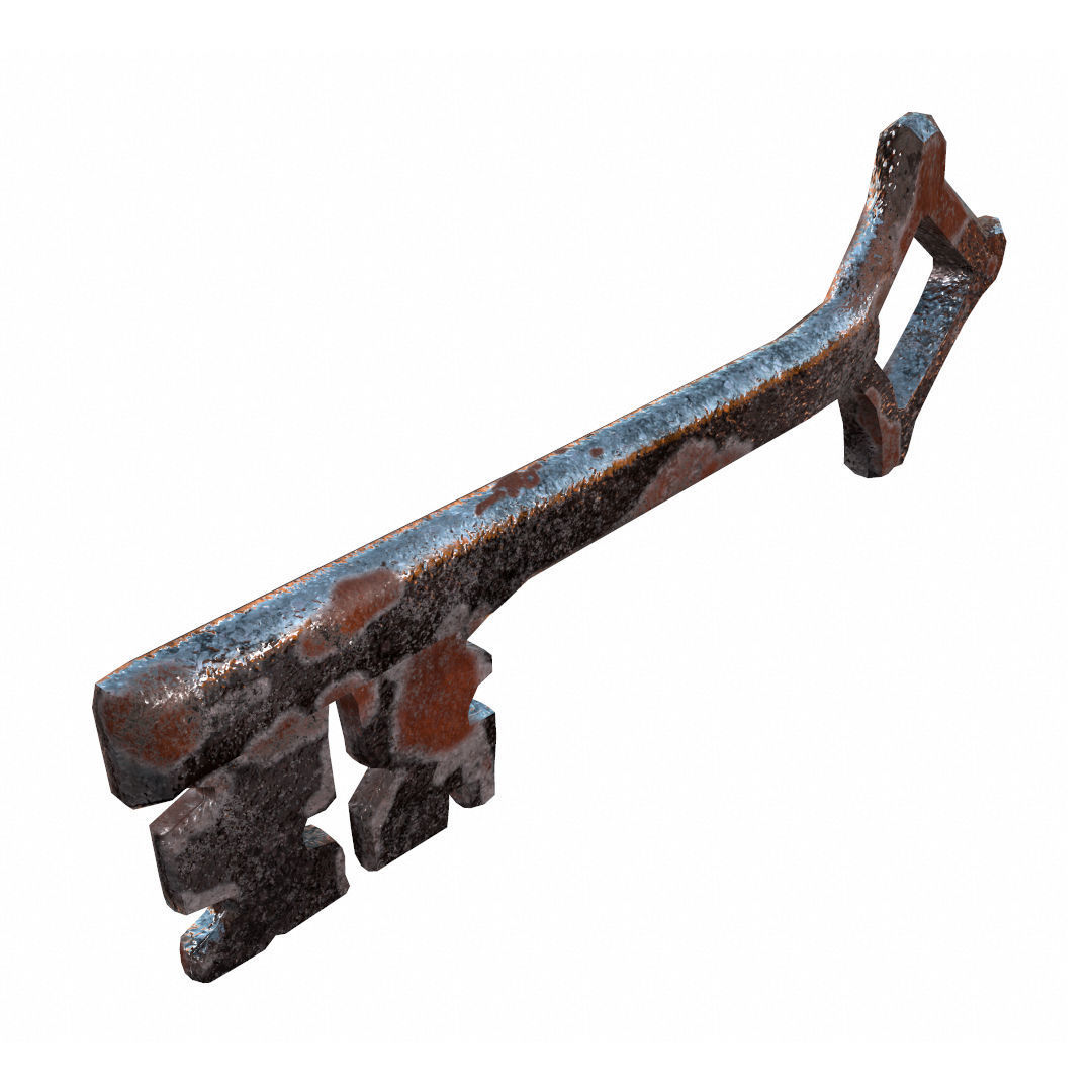 Medieval key Low-poly 3D model_3