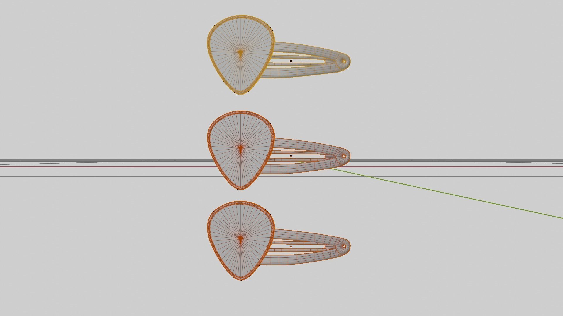 Hair snap clips red color girl 3 style v1 3D model_9