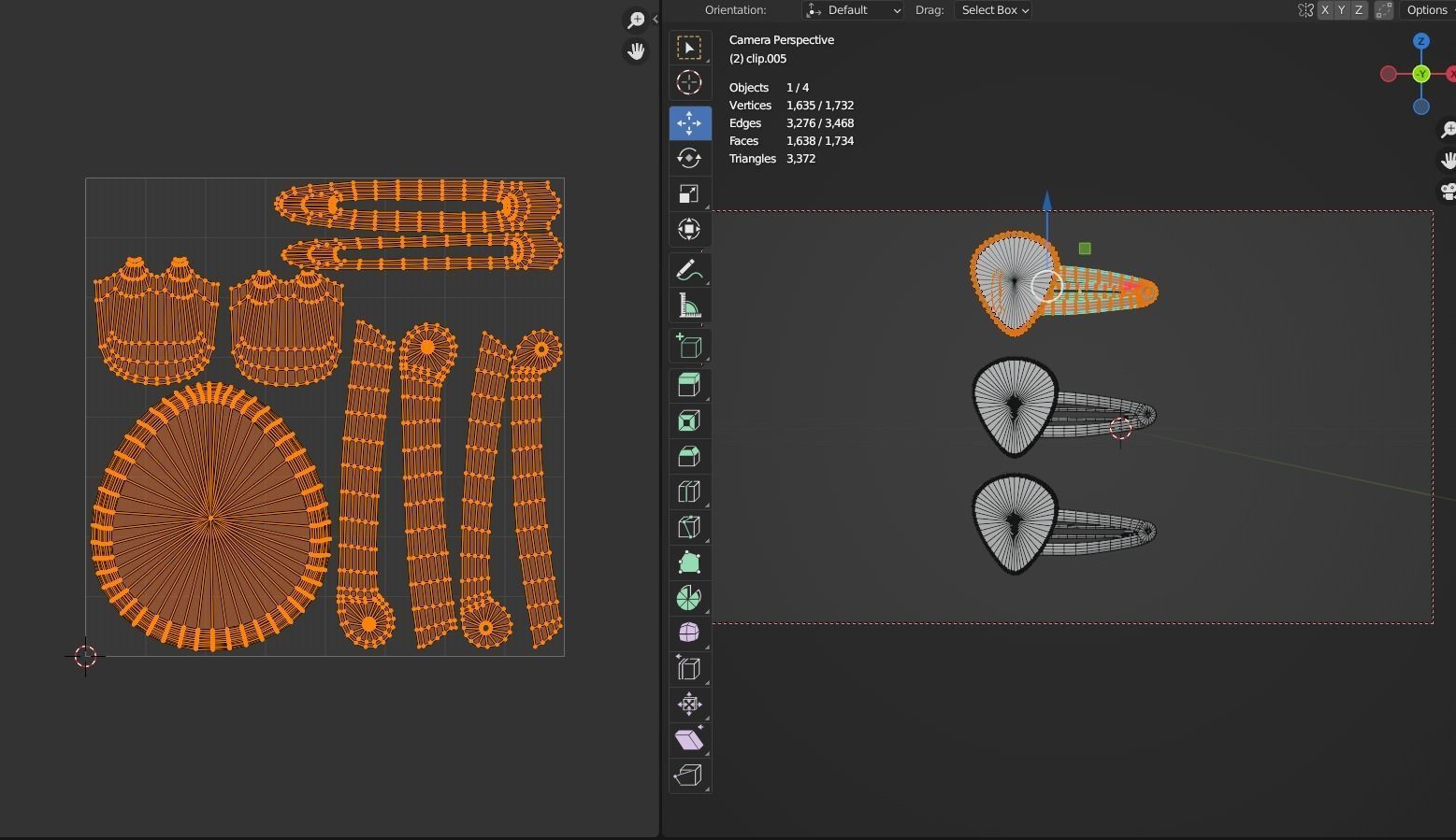 Hair snap clips red color girl 3 style v1 3D model_10