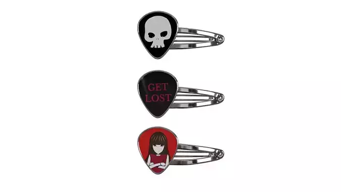 Hair snap clips red color girl 3 style v1
