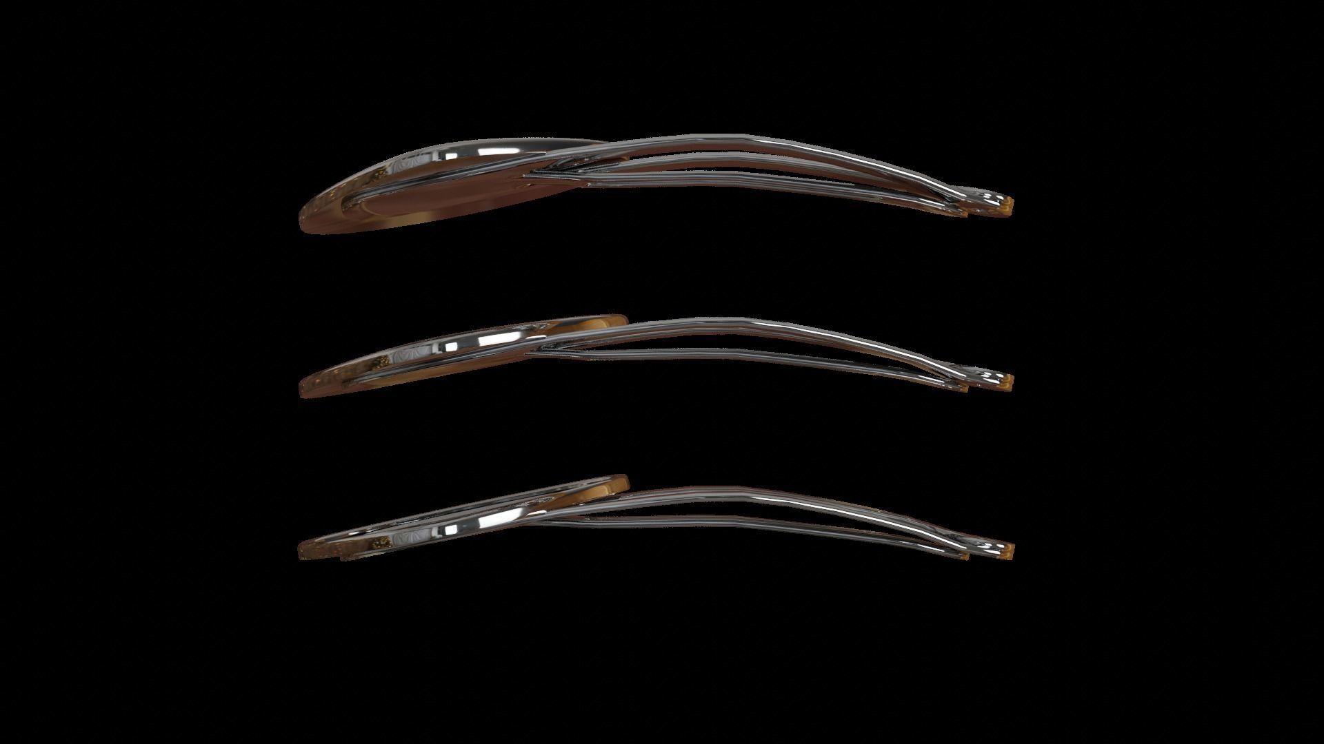 Hair snap clips red color girl 3 style v1 3D model_6