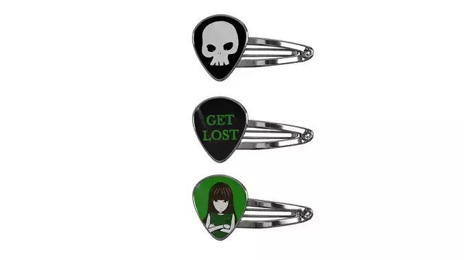 Hair snap clips green color girl 3 style v3