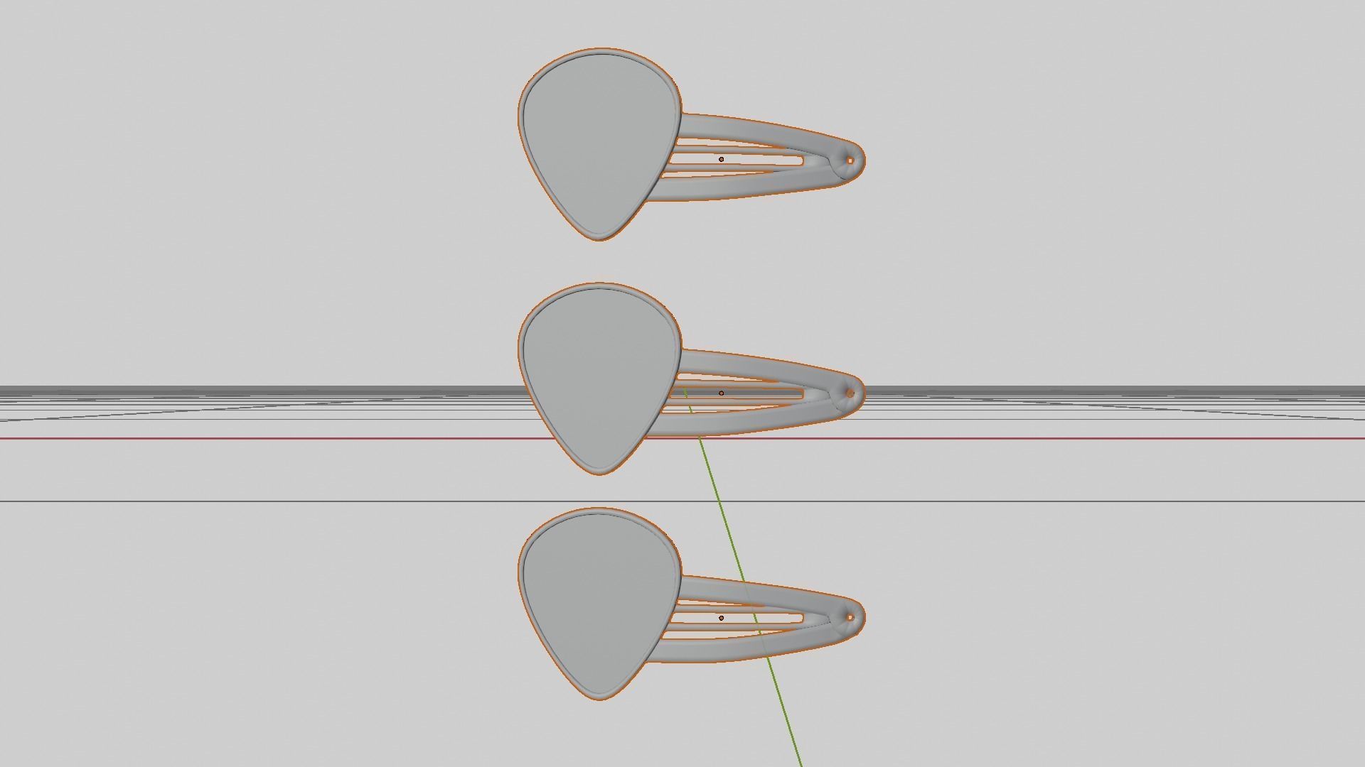 Hair snap clips green color girl 3 style v3 3D model_8