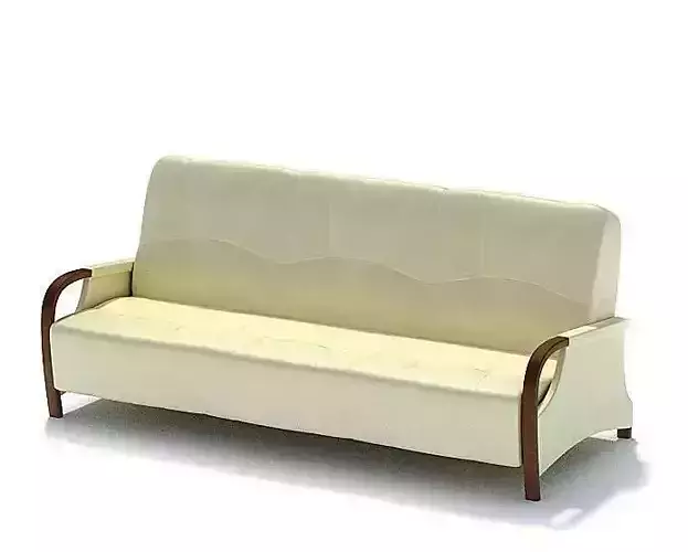 Retro Wood And Leather Sofa