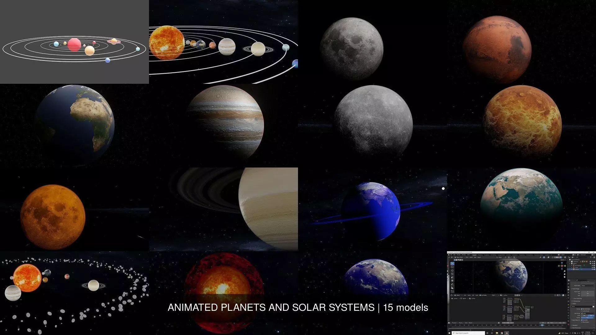 ANIMATED PLANETS AND SOLAR SYSTEMS 3D Model Collection_0
