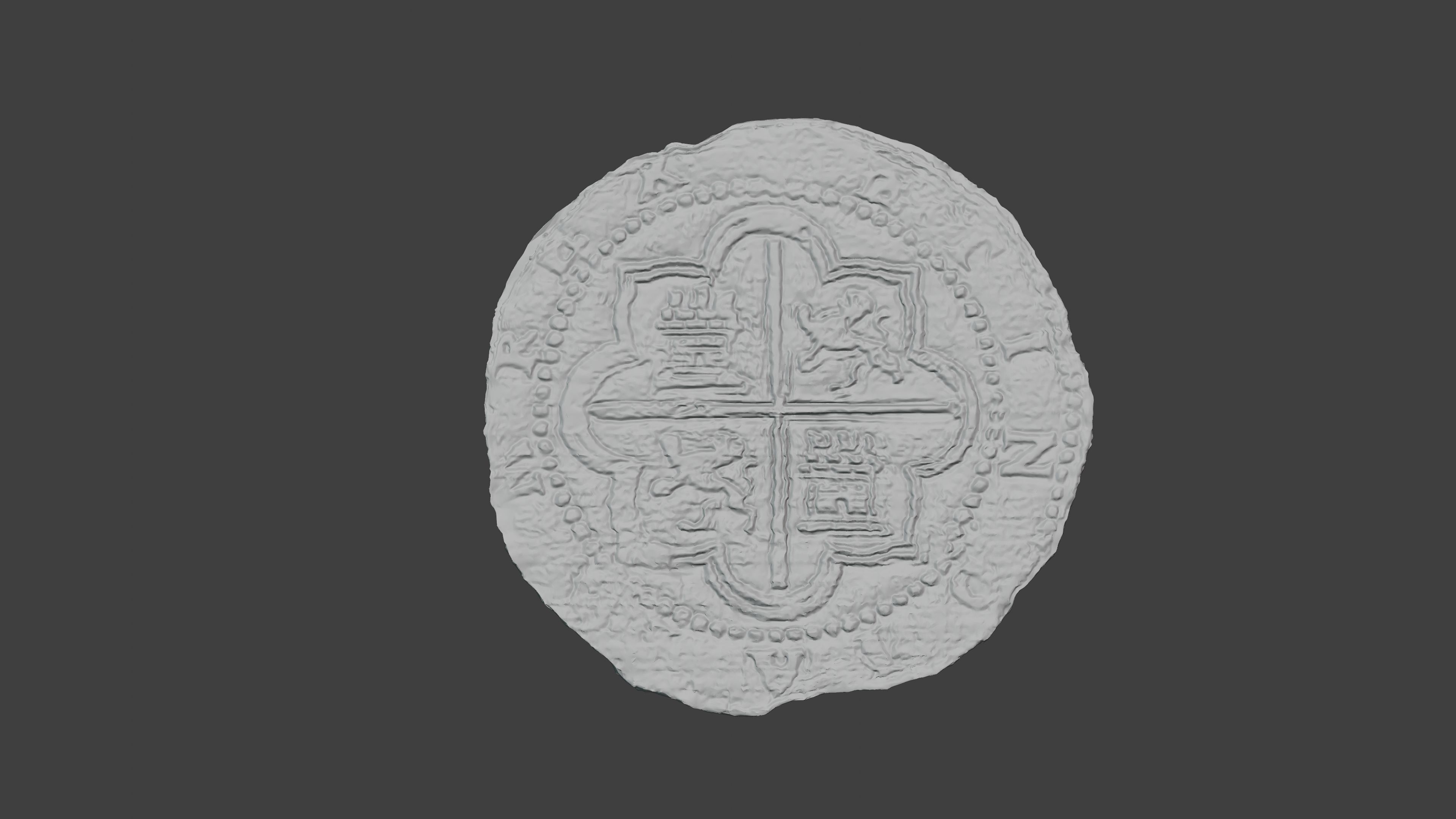 old Spanish silver coin 3d model 3D model_3