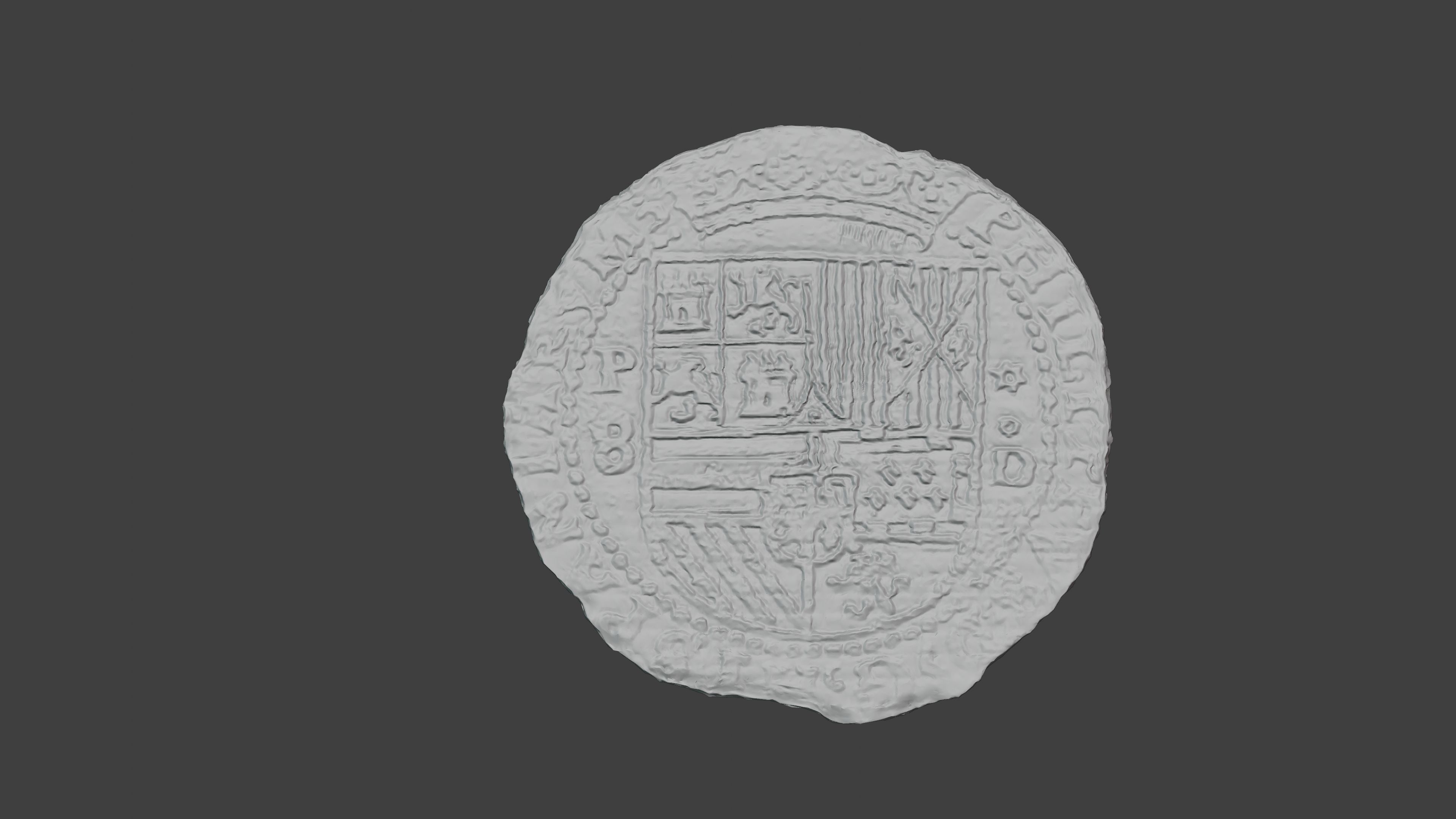 old Spanish silver coin 3d model 3D model_2