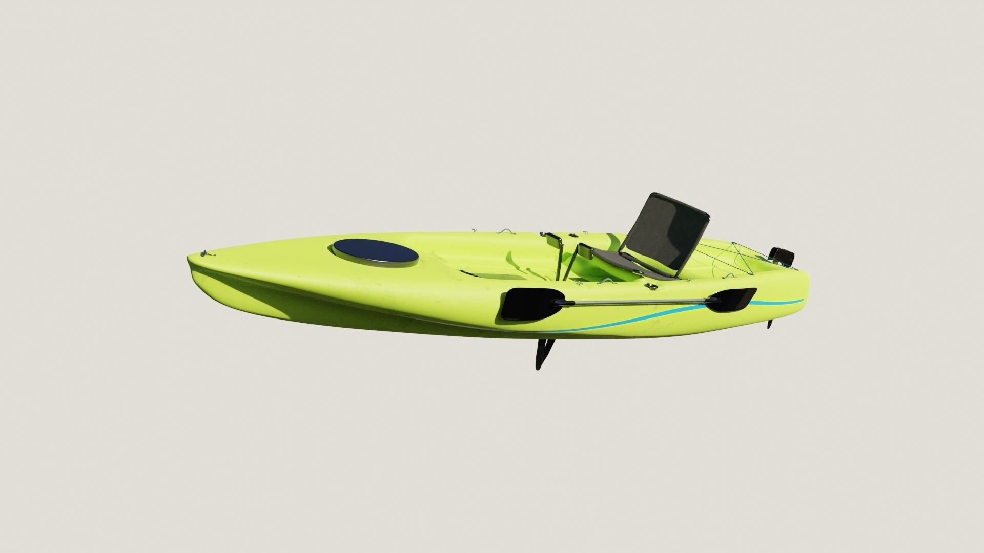 Kayak 3D model with laptop Low-poly 3D model_2