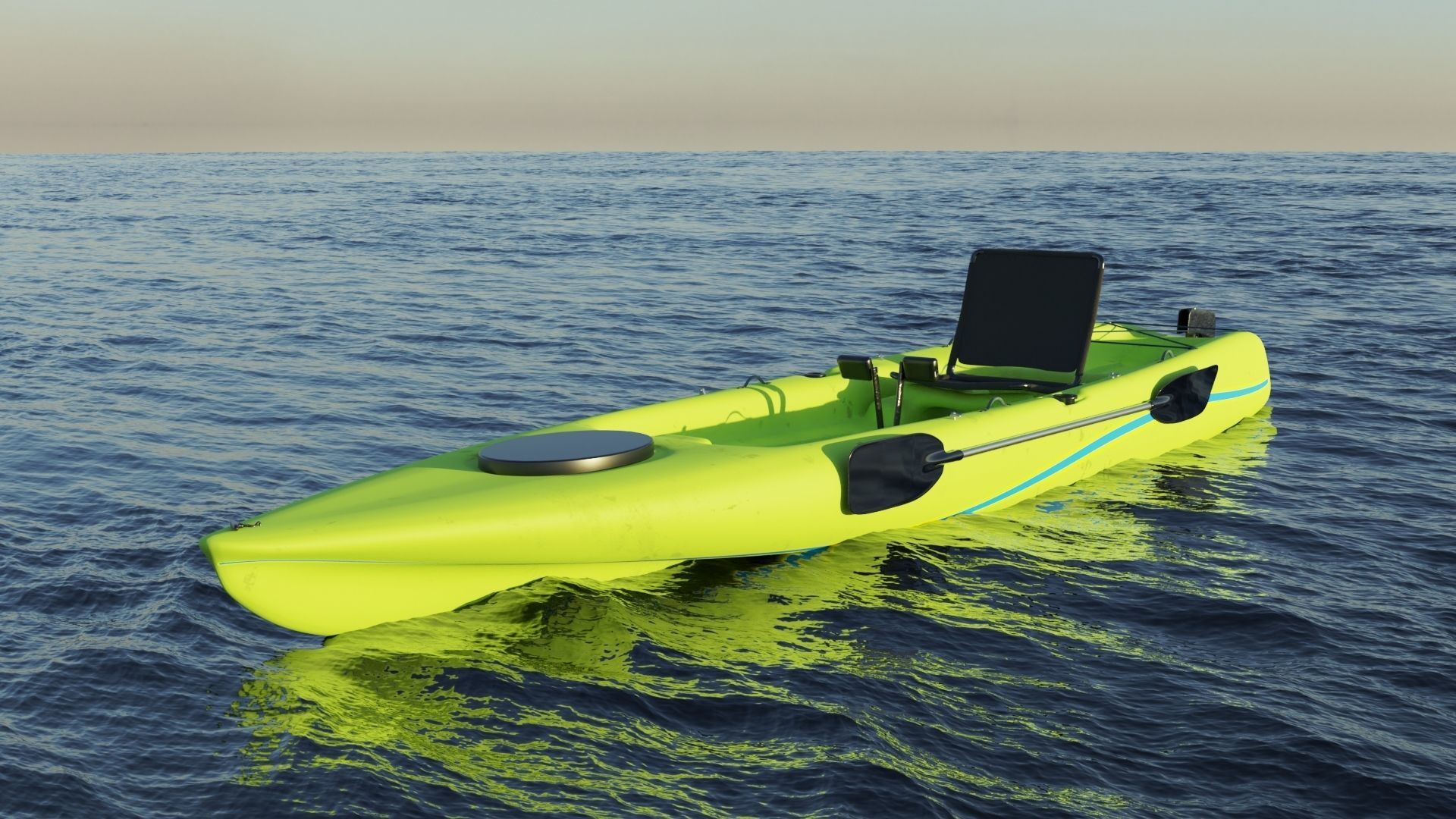 Kayak 3D model with laptop Low-poly 3D model_14