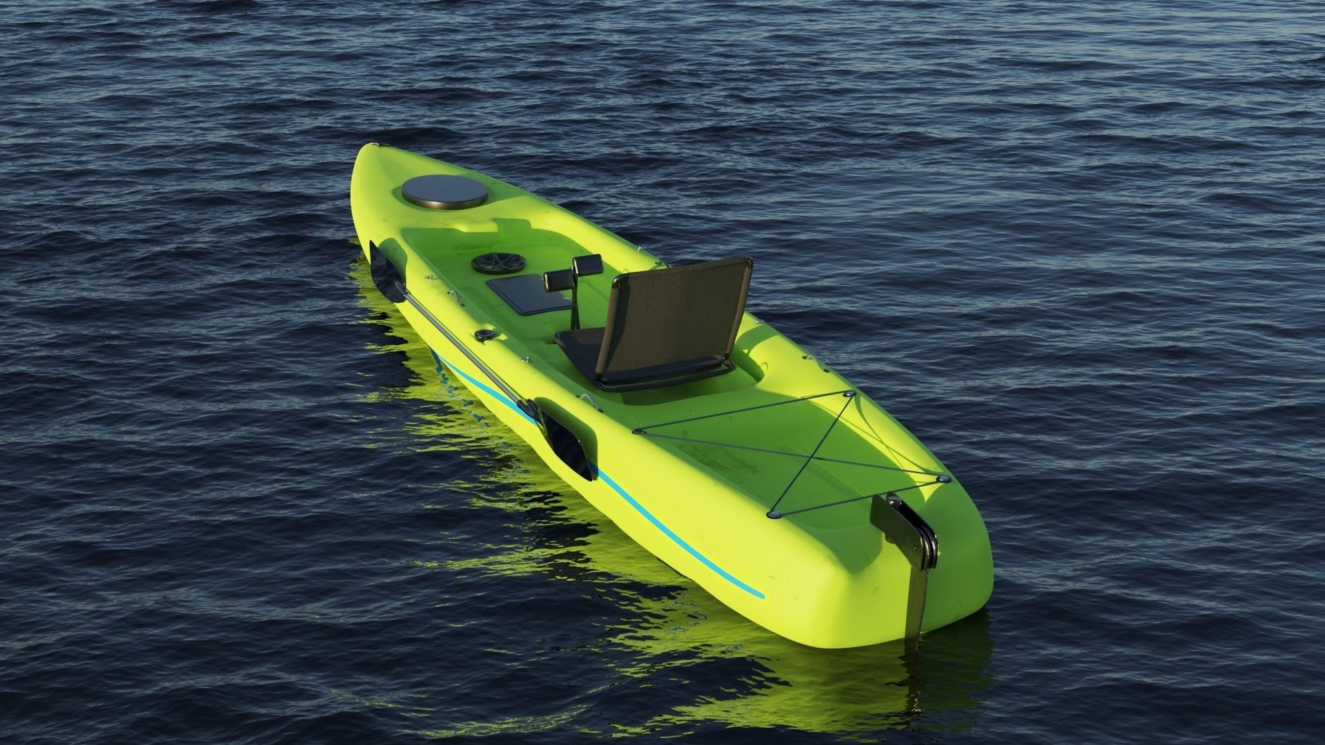 Kayak 3D model with laptop Low-poly 3D model_5