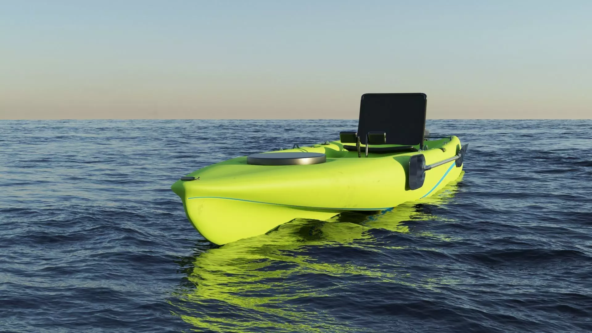 Kayak 3D model with laptop Low-poly 3D model_0