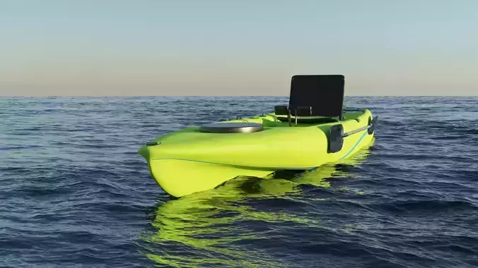 Kayak 3D model with laptop Low-poly 3D model