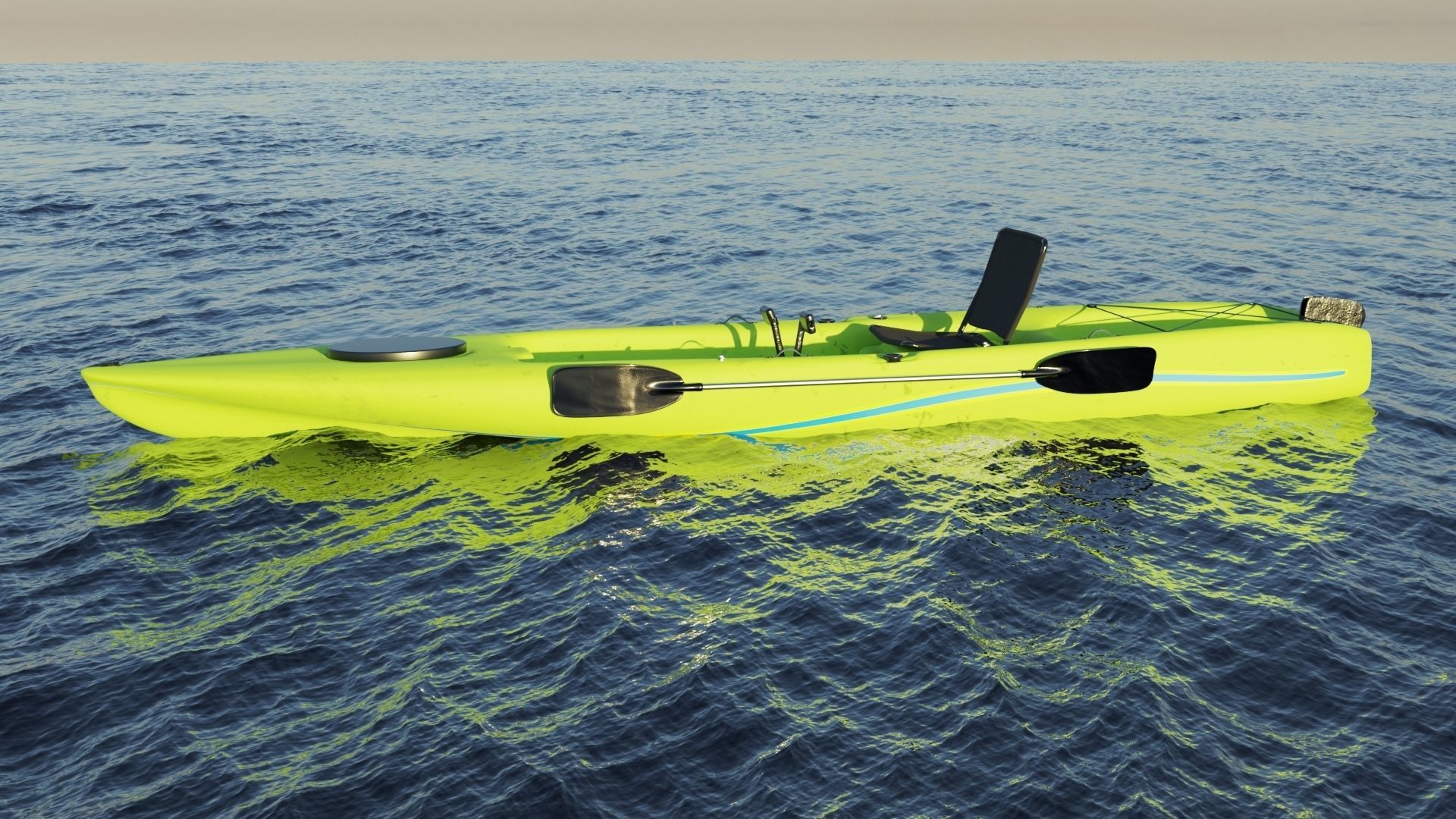 Kayak 3D model with laptop Low-poly 3D model_8