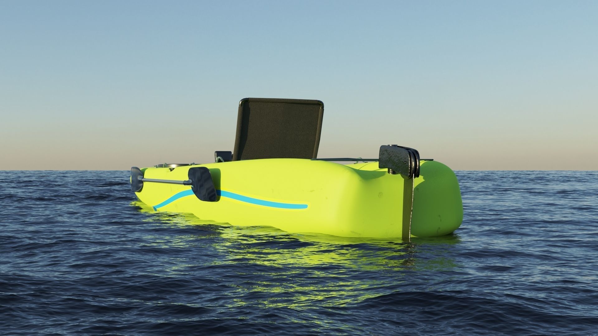 Kayak 3D model with laptop Low-poly 3D model_6