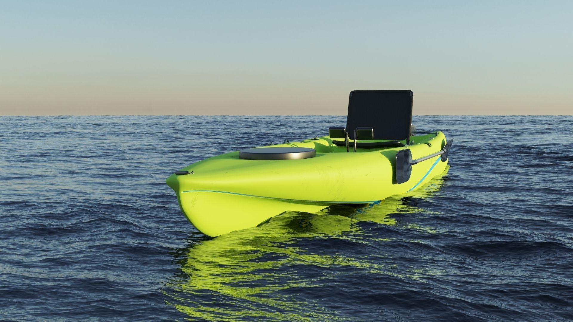 Kayak 3D model with laptop Low-poly 3D model_17