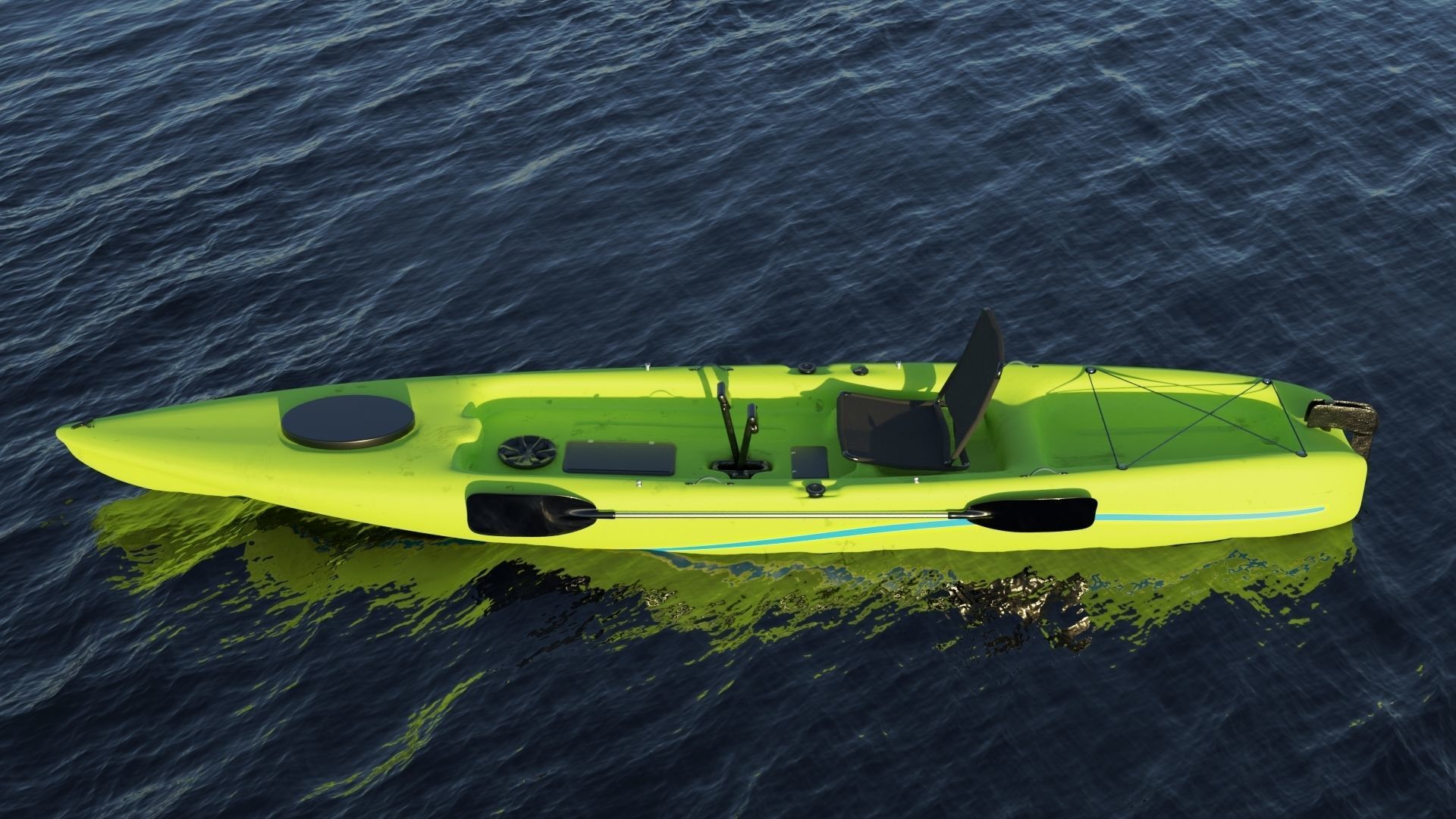 Kayak 3D model with laptop Low-poly 3D model_7