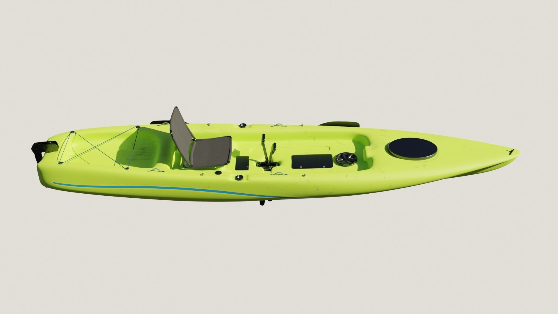 Kayak 3D model with laptop Low-poly 3D model_1